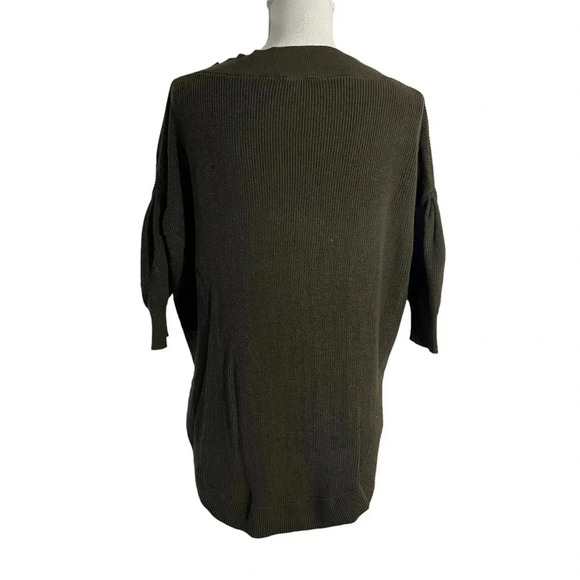 Express Sweater Womens XS Olive Green Drop Shoulder Slouchy Fit Pullover Blouse - Picture 3 of 6